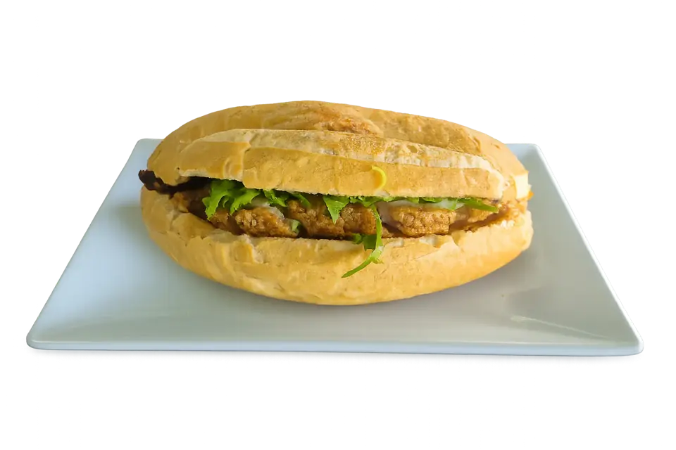 Signature bánh mì on a crispy baguette